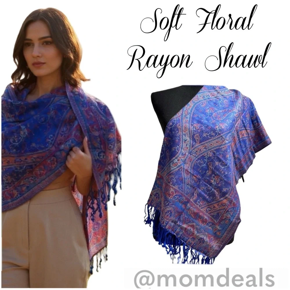 Elegant Shawl in Royal Blue - Versatile Wrap, Stole, Scarf, Veil in Soft Rayon